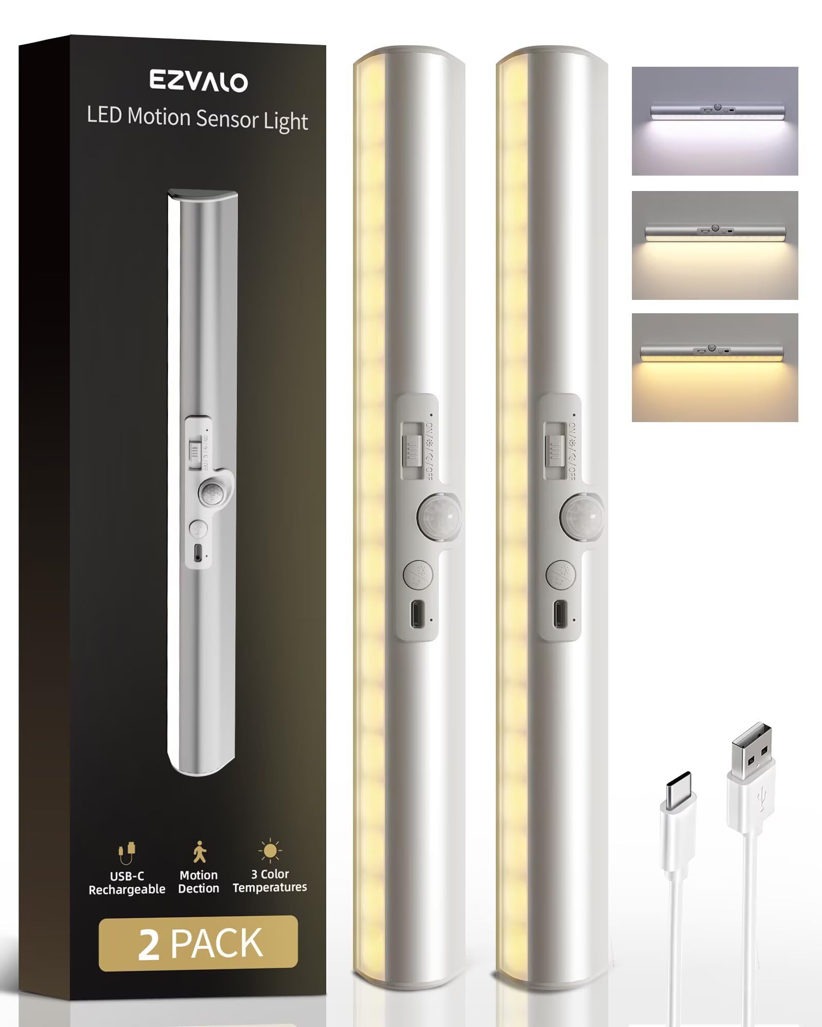 EZVALO 13-Inch Rechargeable Motion Sensor Light